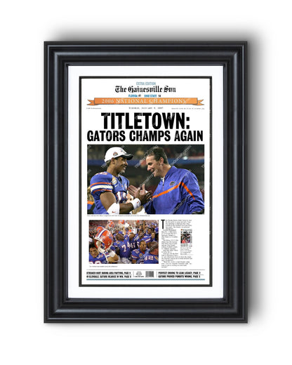 2006 Florida Gators NCAA College Football National Champions Framed Front Page Newspaper Print - Title Game Frames