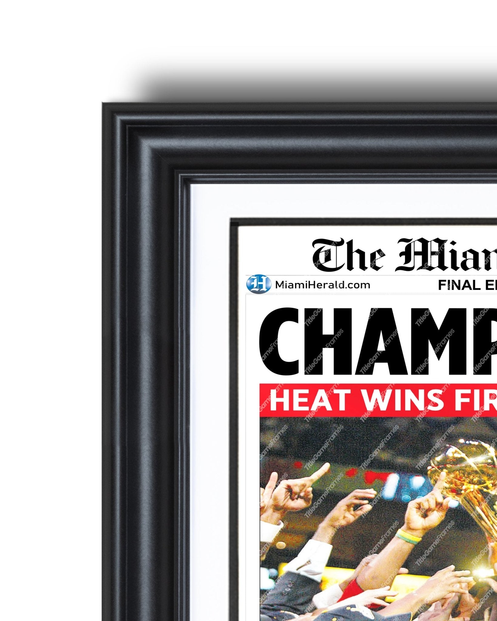 2006 Miami Heat NBA Champion Framed Newspaper Front Page Newspaper Print Pat Riley Dwyane Wade - Title Game Frames