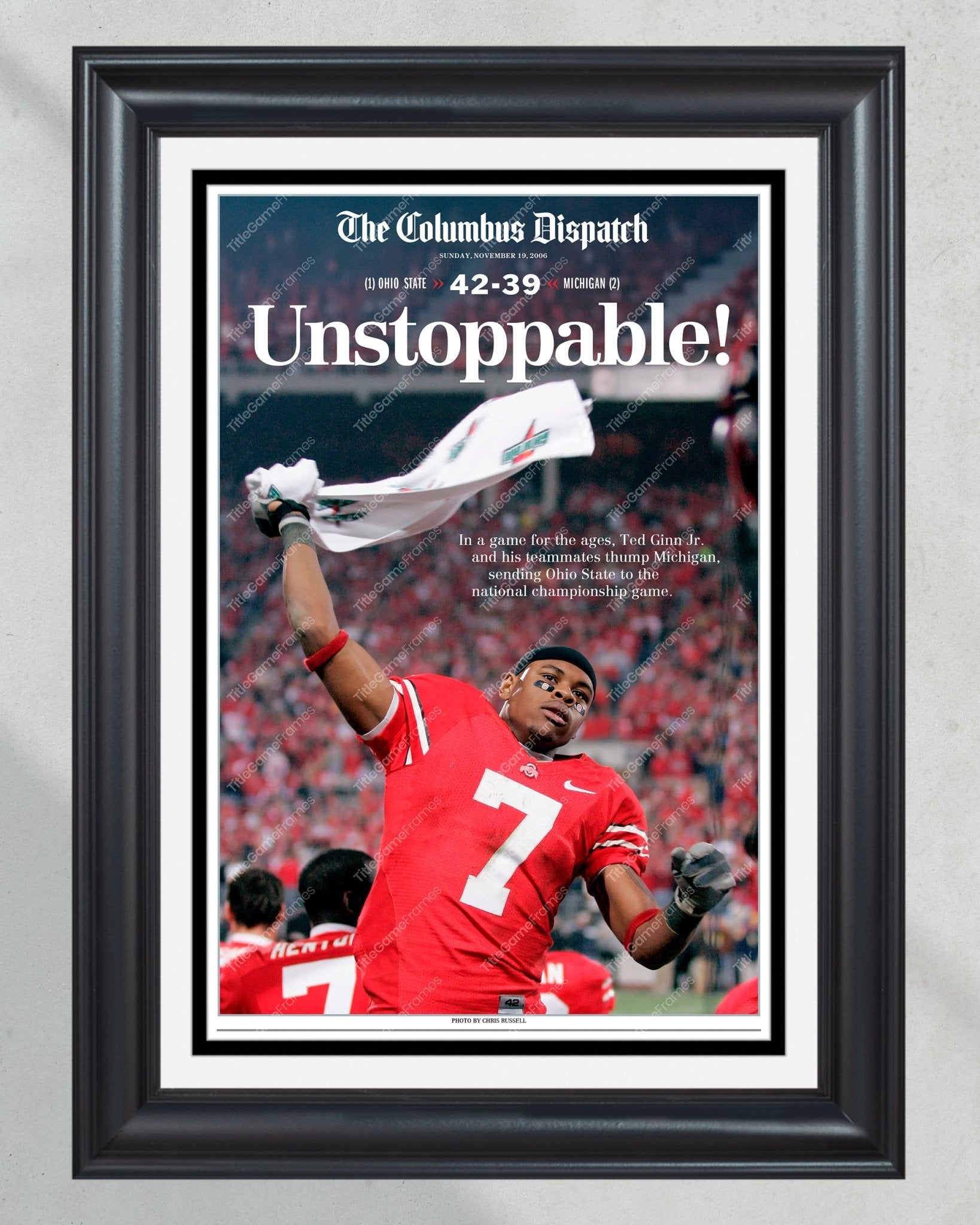 2006 Ohio State Defeats Michigan "Game of the Century" Framed Newspaper - TitleGameFrames.com