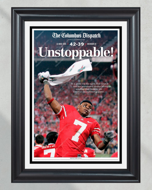 2006 Ohio State Defeats Michigan "Game of the Century" Framed Newspaper - TitleGameFrames.com