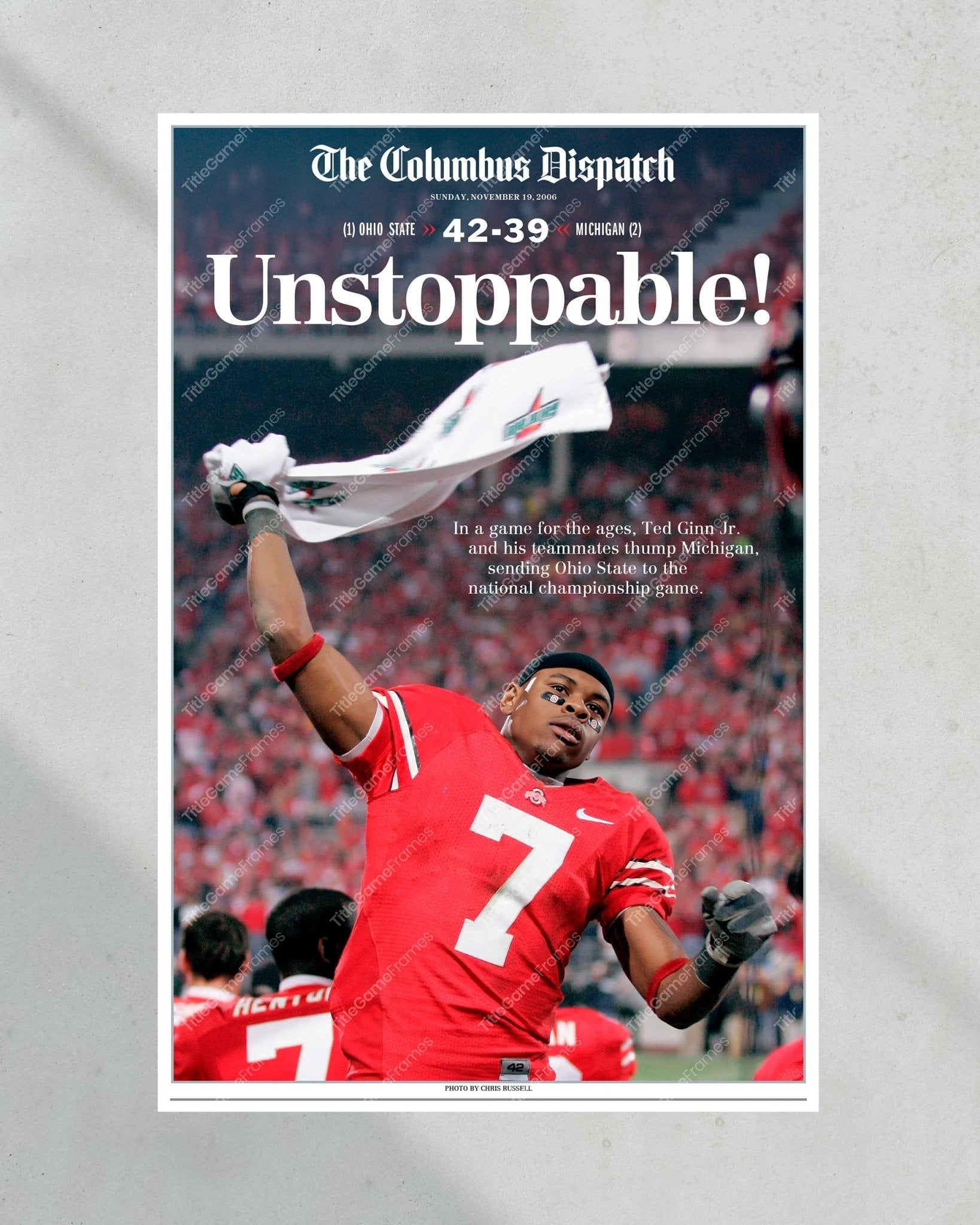 2006 Ohio State Defeats Michigan "Game of the Century" Framed Newspaper - TitleGameFrames.com
