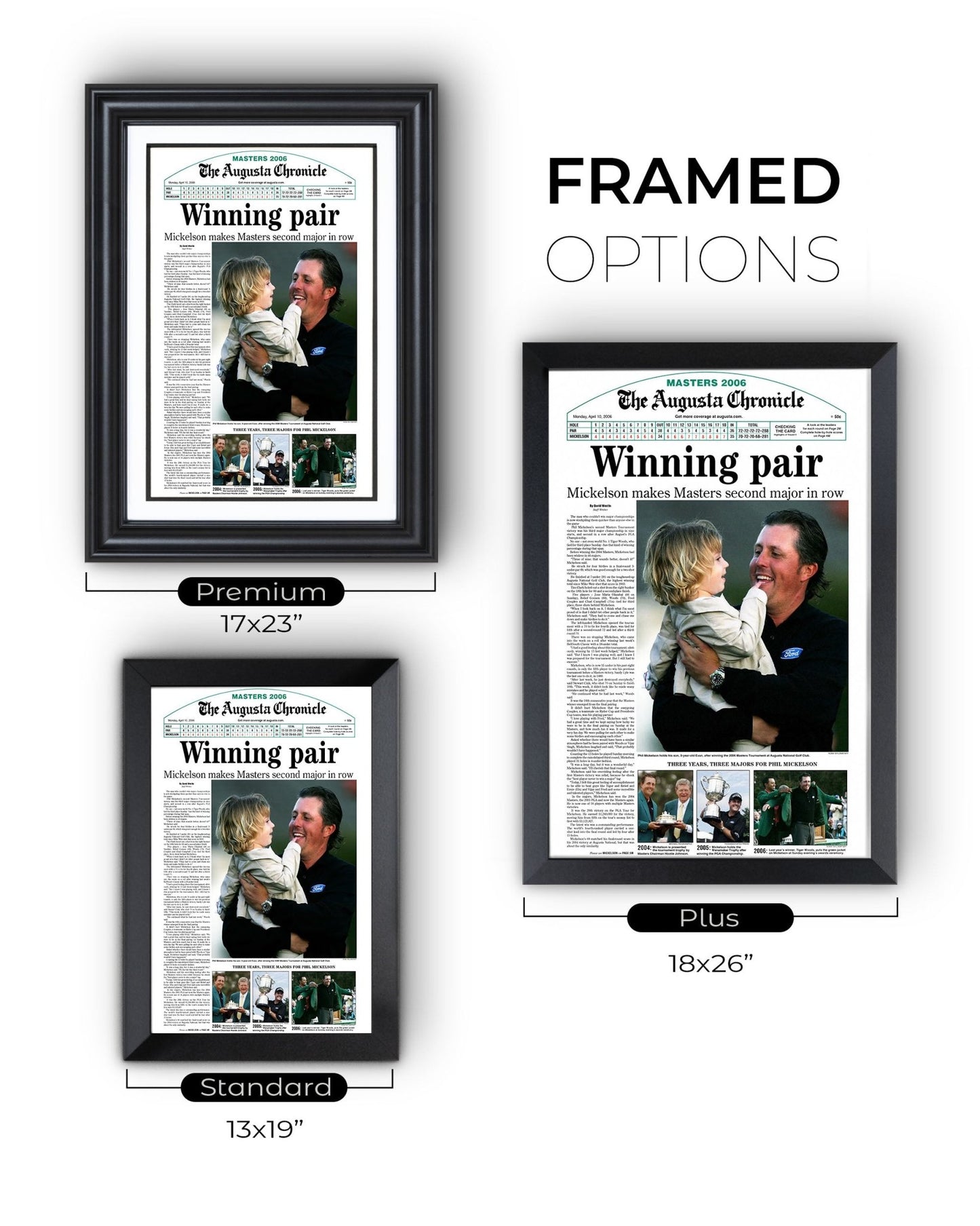 2006 Phil Mickelson Masters Champion 'Winning pair' Framed Newspaper - TitleGameFrames.com