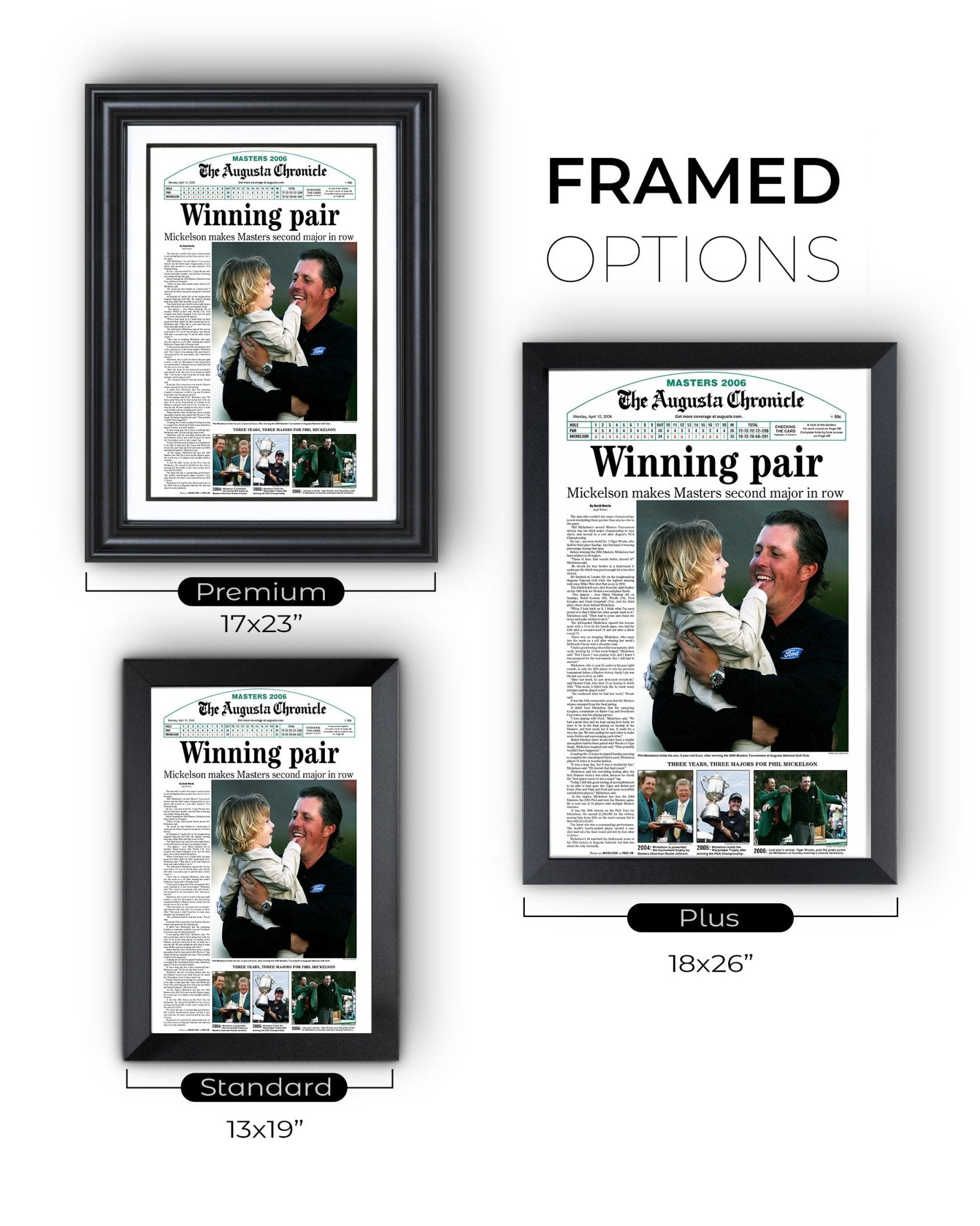 2006 Phil Mickelson Masters Champion 'Winning pair' Framed Newspaper - TitleGameFrames.com