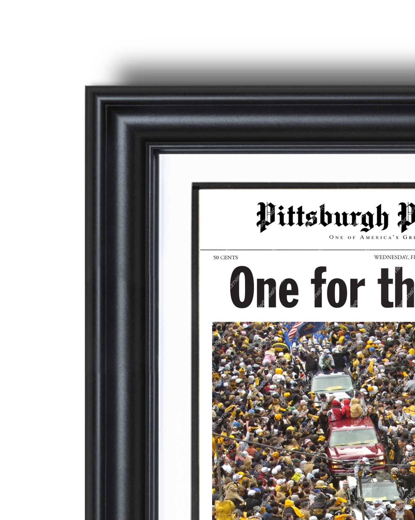 2006 Pittsburgh Steelers Parade Super Bowl Champions Framed Front Page Newspaper Print - Title Game Frames