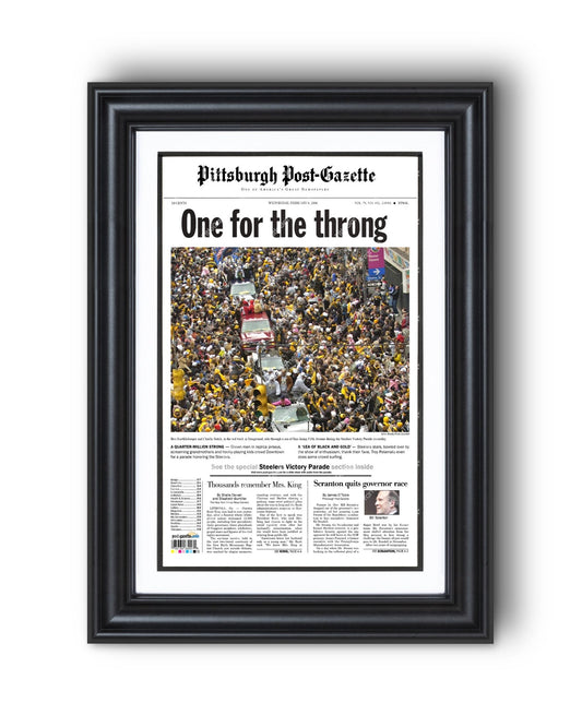 2006 Pittsburgh Steelers Parade Super Bowl Champions Framed Front Page Newspaper Print - Title Game Frames