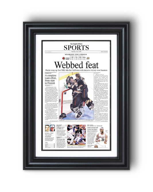 2007 Anaheim Ducks Stanley Cup Champions Framed Newspaper Front Page Print - Title Game Frames