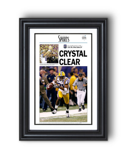 2007 LSU Tigers NCAA College Football National Champions Framed Front Page Newspaper Print - TitleGameFrames.com