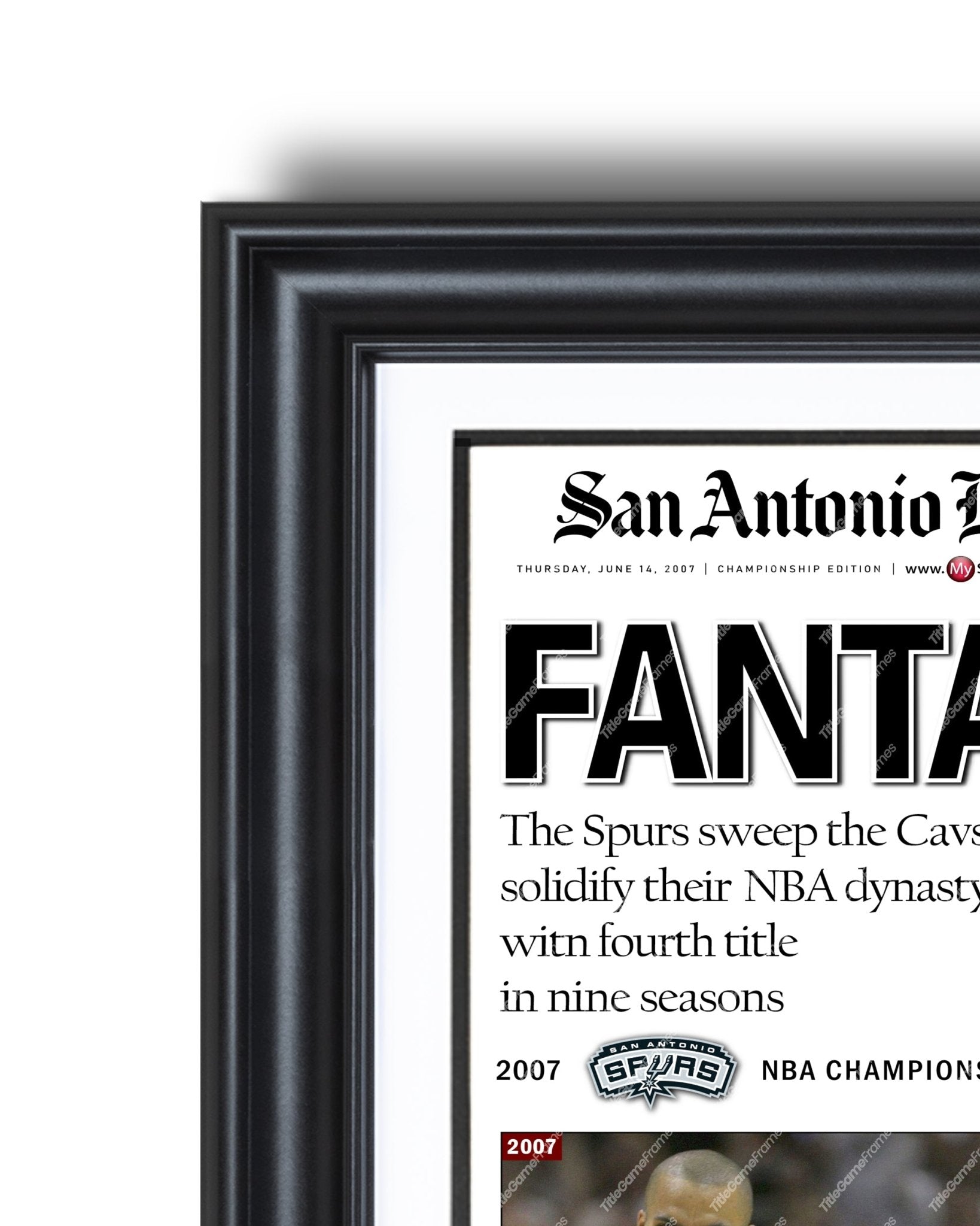 2007 San Antonio Spurs NBA Champion Framed Front Page Newspaper Print - Title Game Frames