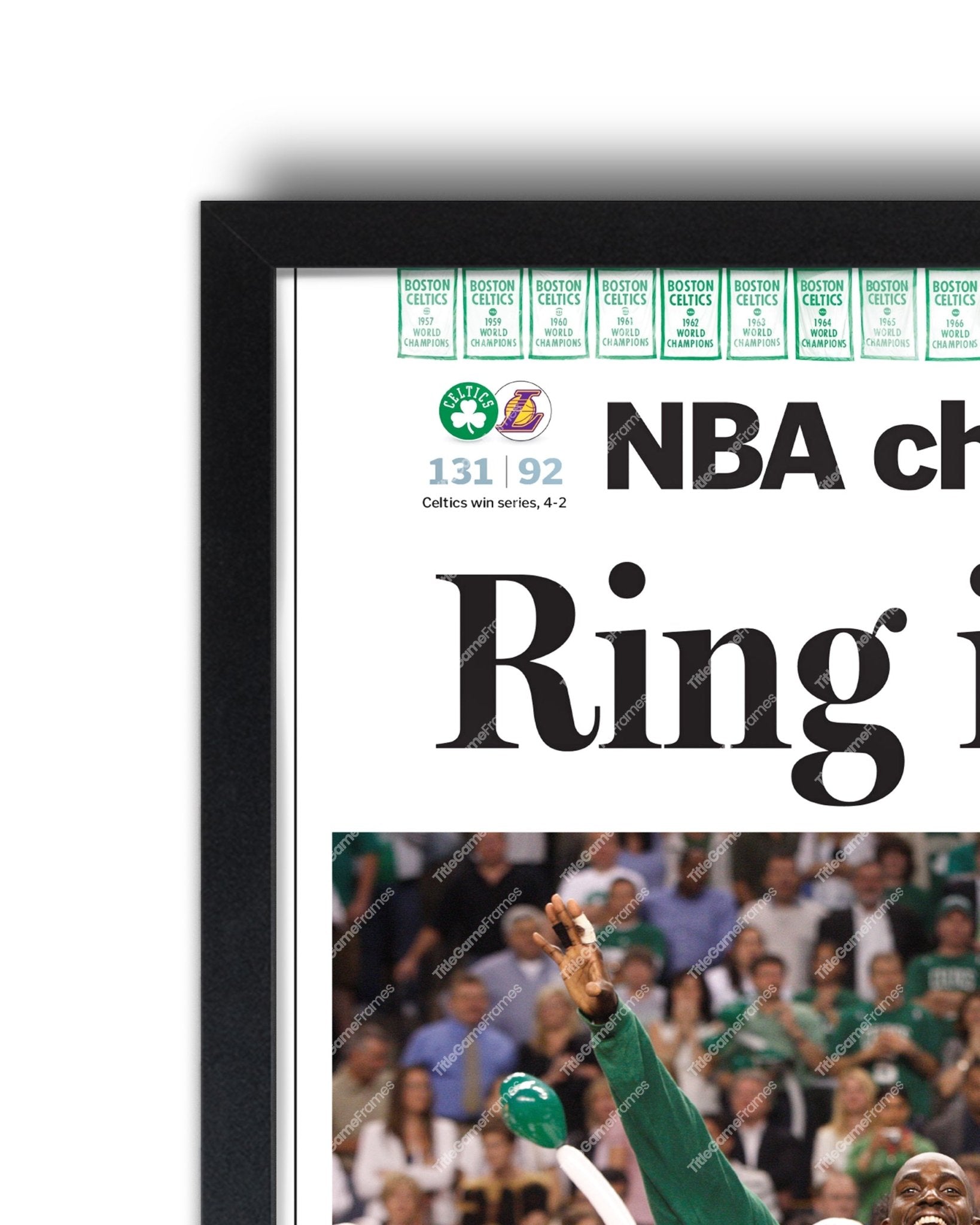 2008 Boston Celtics NBA Champions 'Ring it up!' Framed Newspaper Front Page Print - TitleGameFrames.com