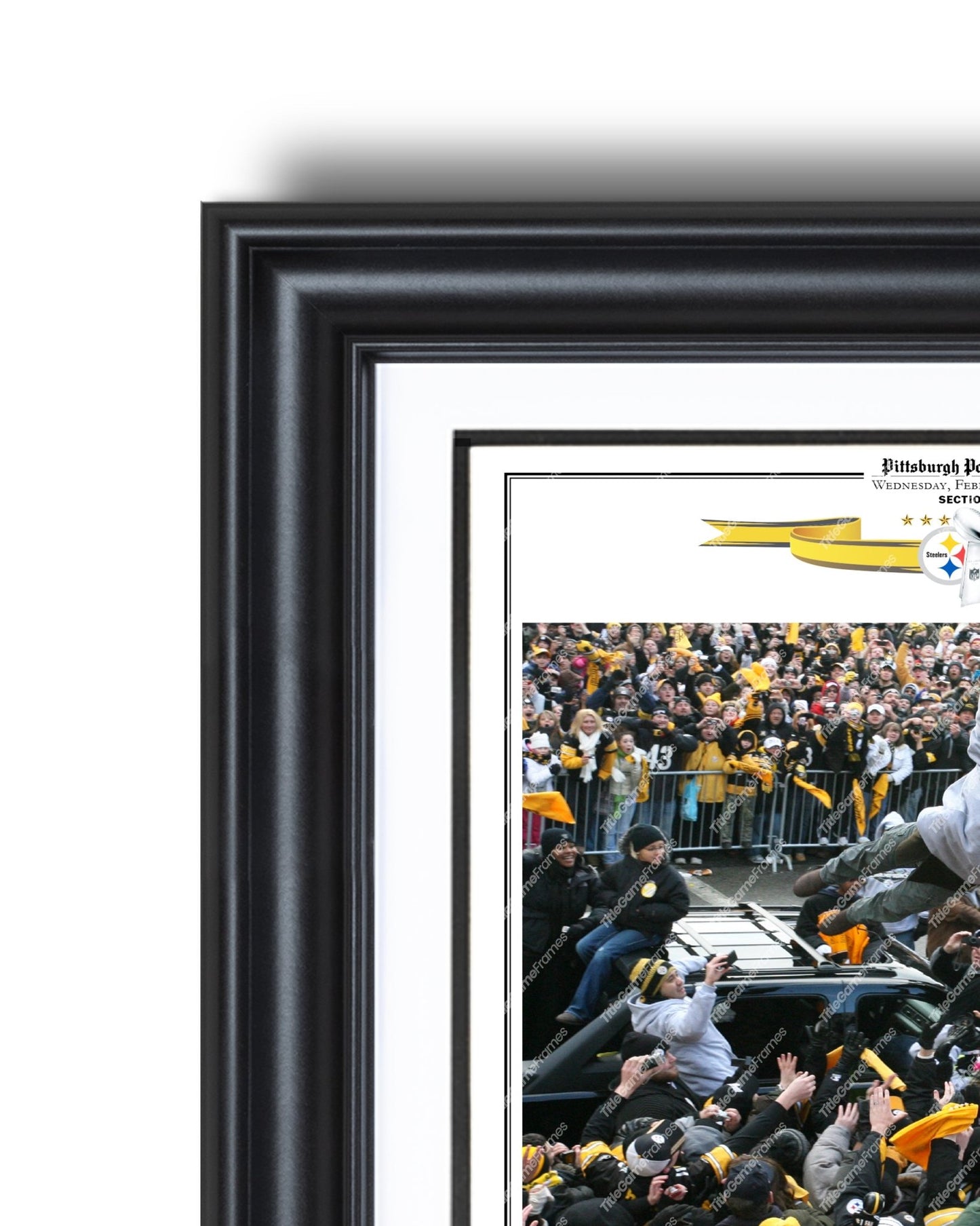 2009 Pittsburgh Steelers Parade Super Bowl Champions Framed Front Page Newspaper Print - Title Game Frames