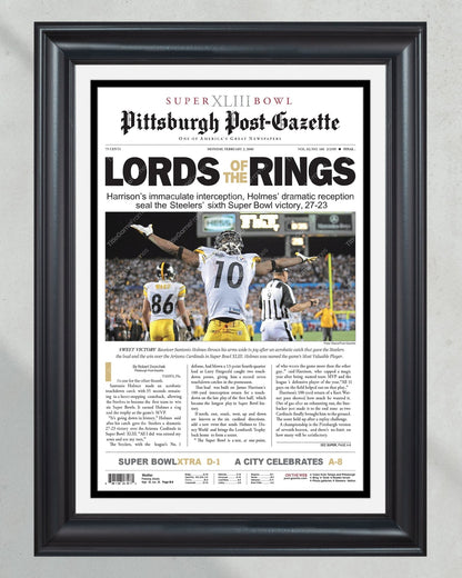 2009 Pittsburgh Steelers Superbowl XLIII Framed Front Page Newspaper Front Page Print - TitleGameFrames.com