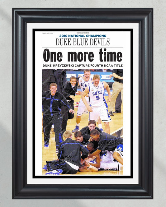 2010 Duke Blue Devils NCAA College Basketball National Champions Framed Front Page Newspaper Print - TitleGameFrames.com