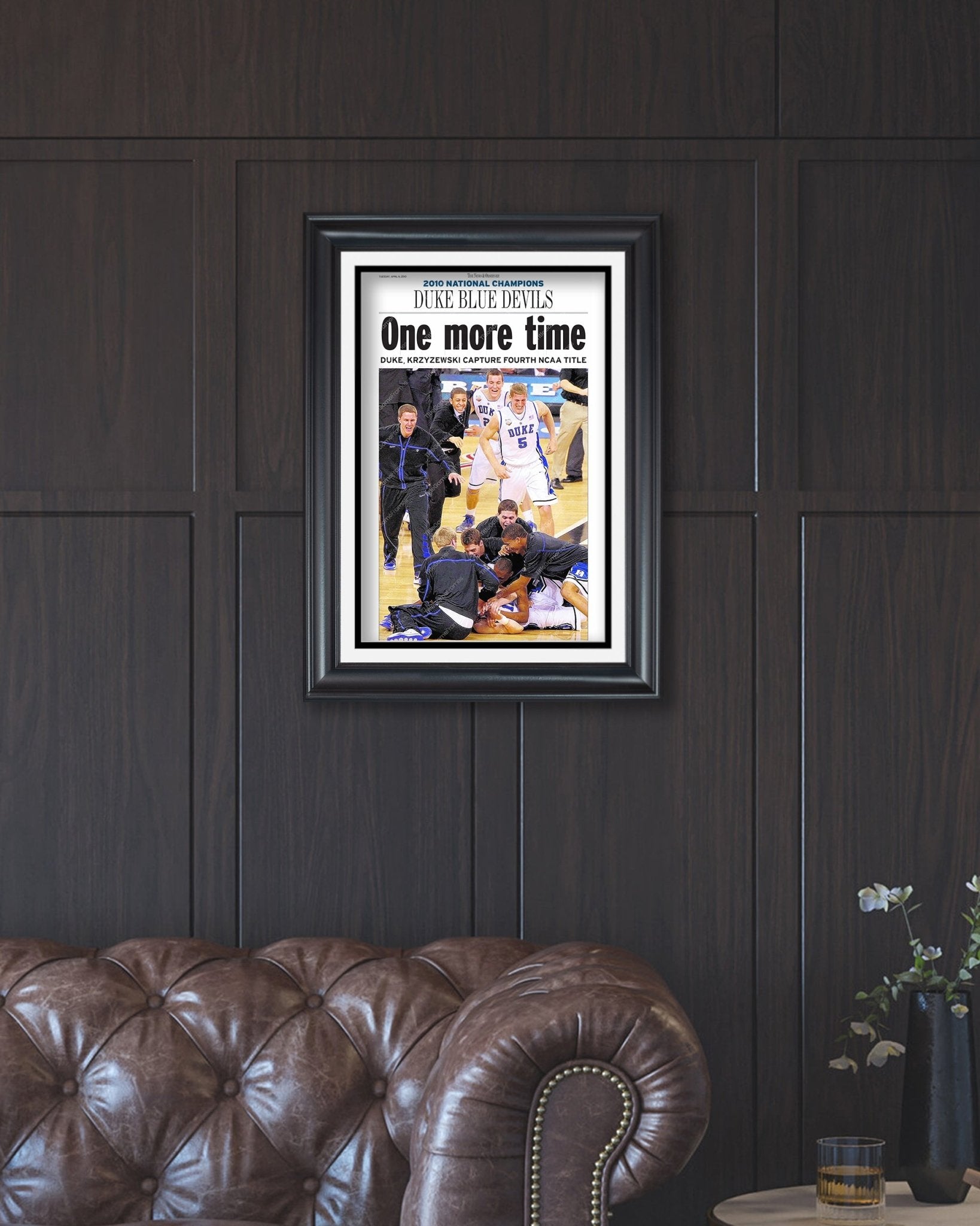 2010 Duke Blue Devils NCAA College Basketball National Champions Framed Front Page Newspaper Print - TitleGameFrames.com