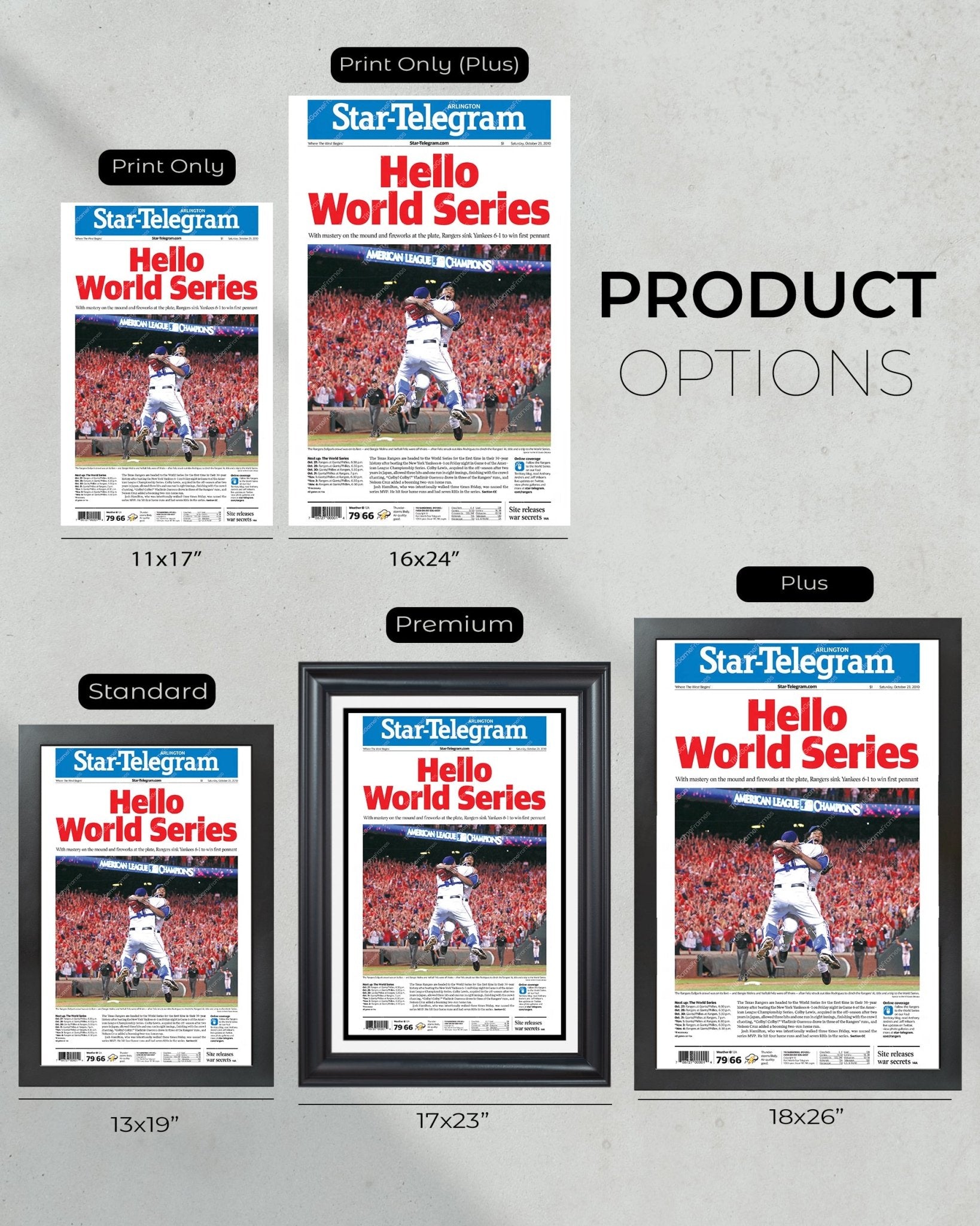 2010 Texas Rangers ALCS Champions Framed Front Page Newspaper Print - TitleGameFrames.com