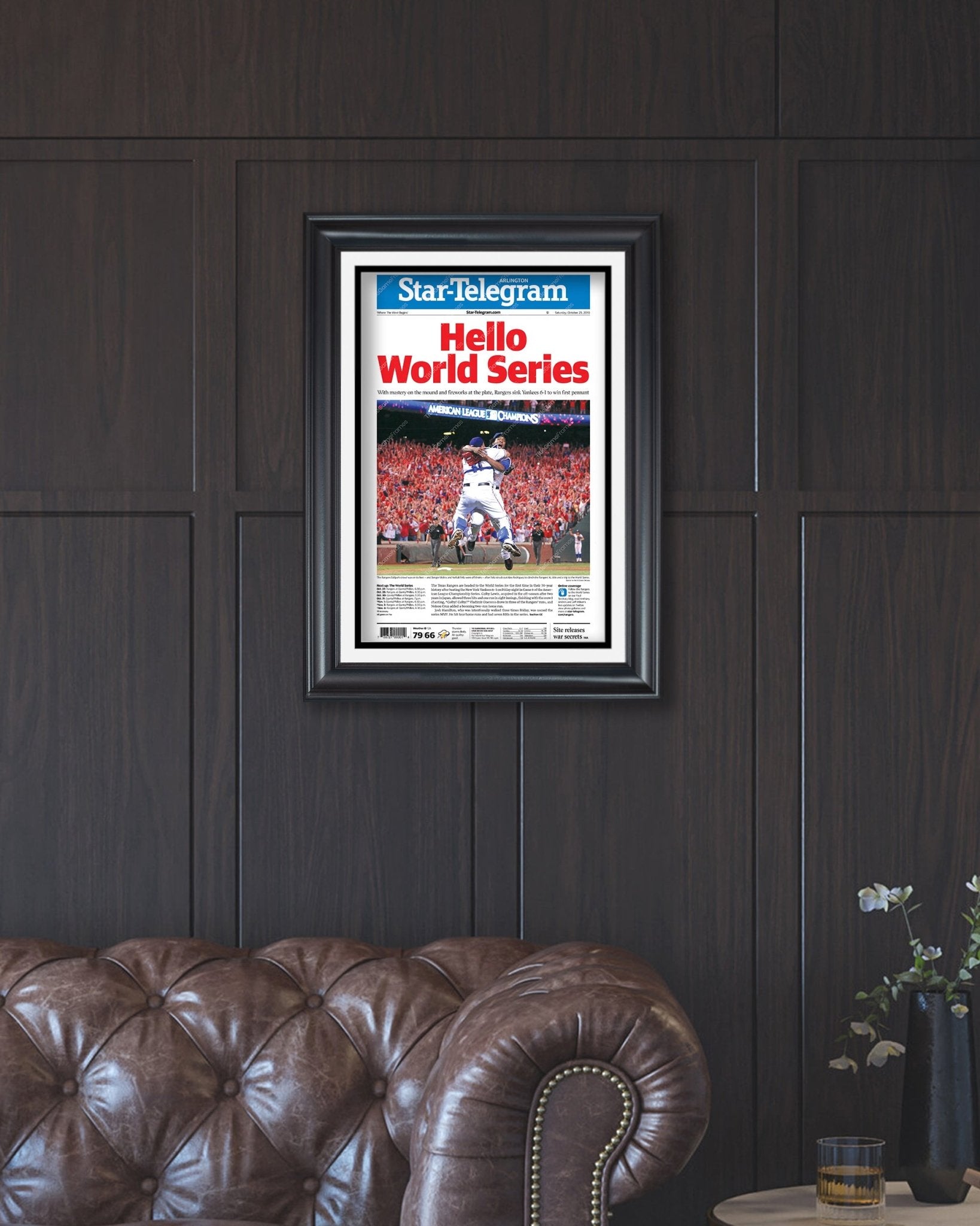 2010 Texas Rangers ALCS Champions Framed Front Page Newspaper Print - TitleGameFrames.com