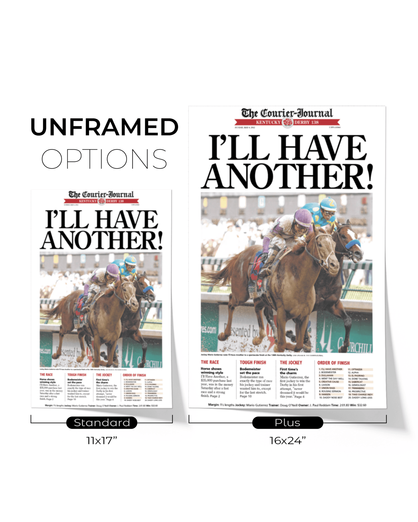 2012 Kentucky Derby “I’ll Have Another!” Winner Framed Front Page Newspaper - TitleGameFrames.com