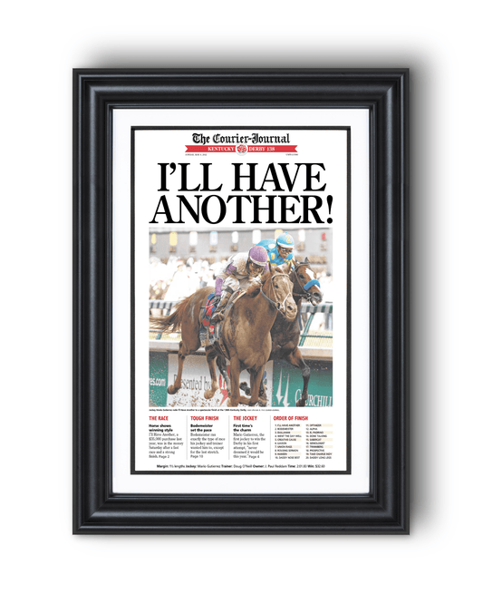 2012 Kentucky Derby “I’ll Have Another!” Winner Framed Front Page Newspaper - TitleGameFrames.com