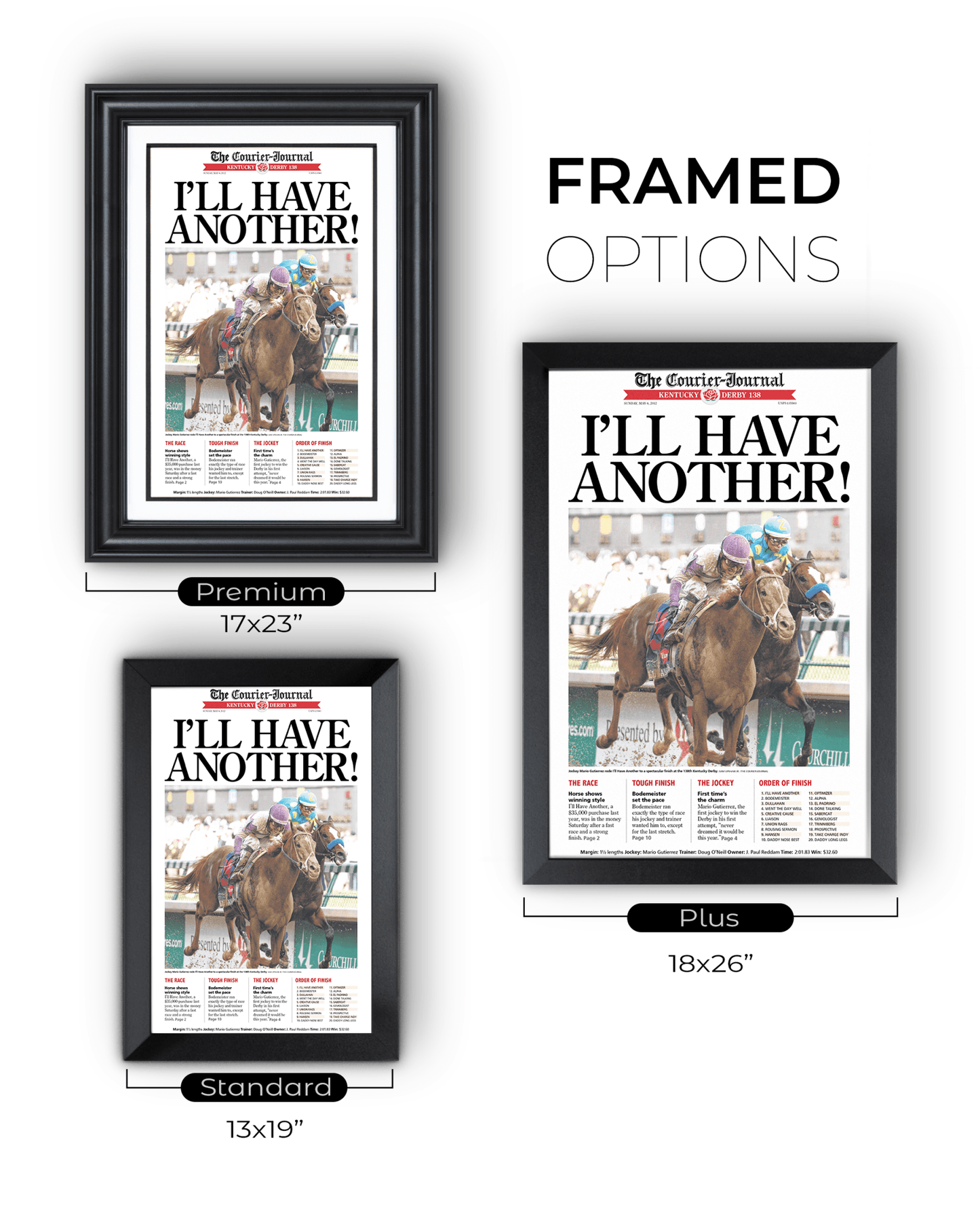2012 Kentucky Derby “I’ll Have Another!” Winner Framed Front Page Newspaper - TitleGameFrames.com