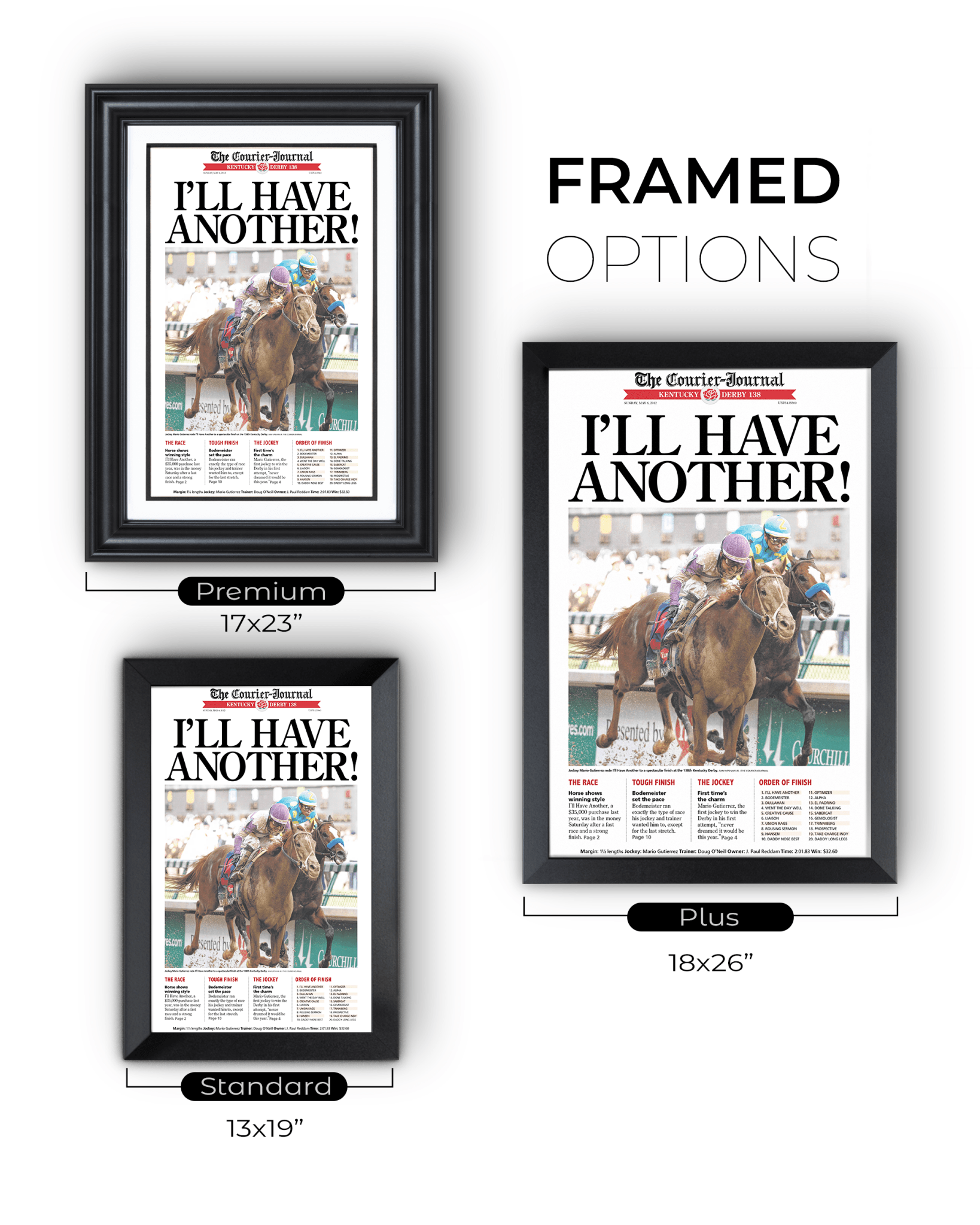 2012 Kentucky Derby “I’ll Have Another!” Winner Framed Front Page Newspaper - TitleGameFrames.com