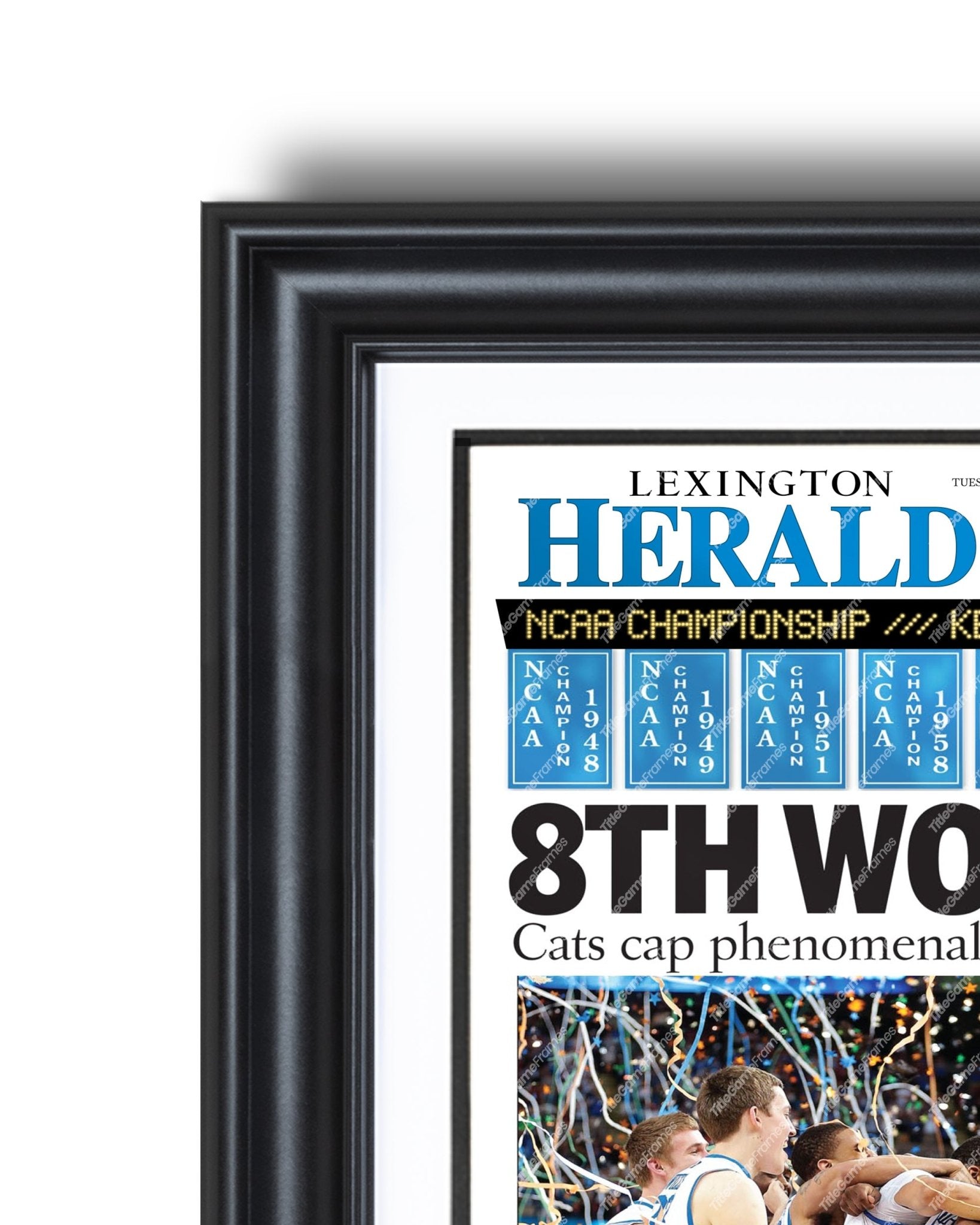 2012 Kentucky Wildcats "8th Wonder" NCAA College Basketball Champions Framed Front Page Newspaper Print - Title Game Frames