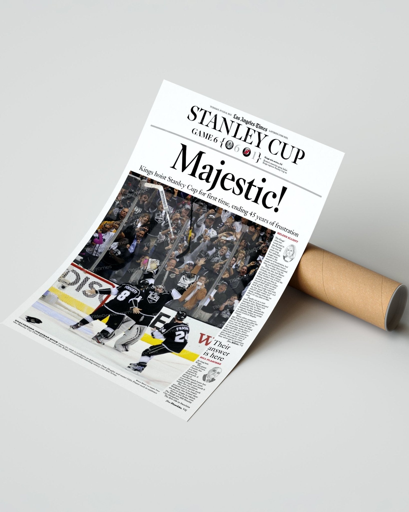 2012 Los Angeles Kings Stanley Cup Champions Framed Newspaper Front Page Print - TitleGameFrames.com