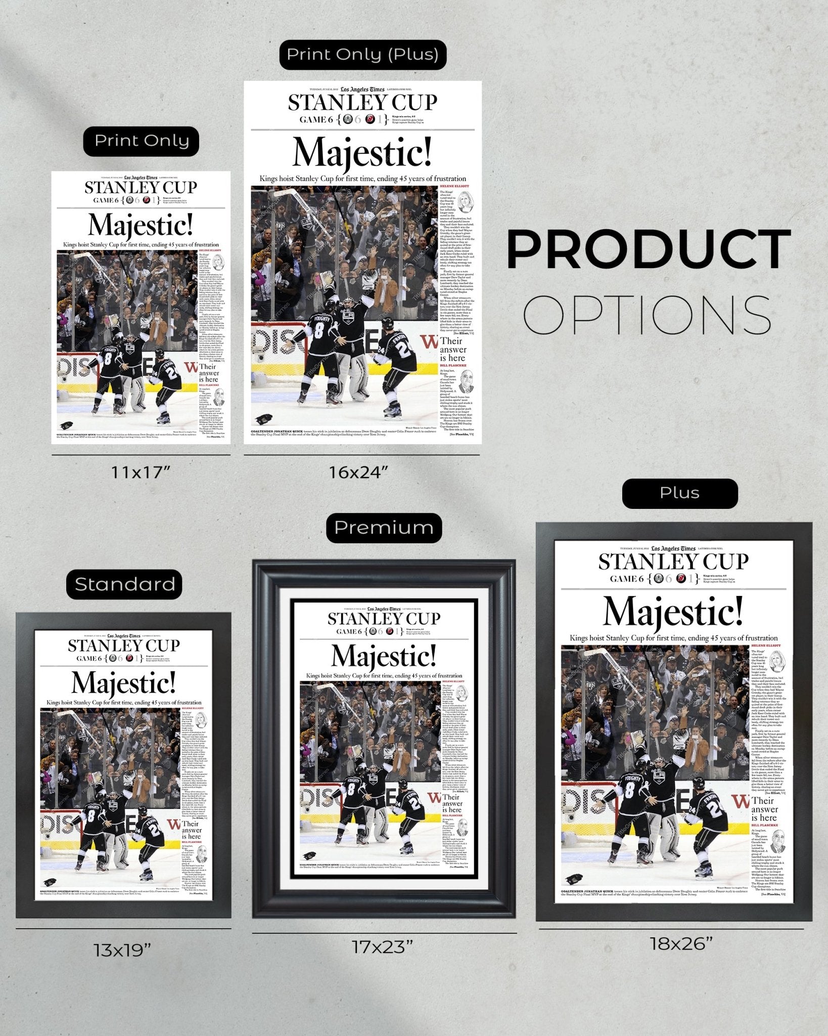 2012 Los Angeles Kings Stanley Cup Champions Framed Newspaper Front Page Print - TitleGameFrames.com