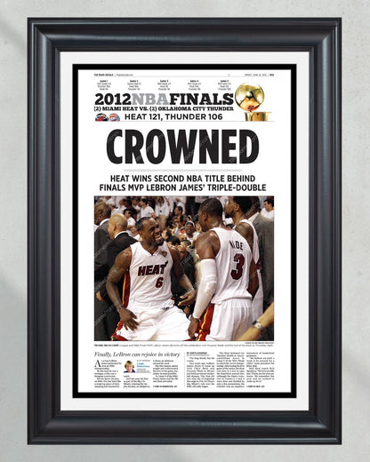 2012 Miami Heat NBA Champion Framed Front Page Newspaper Print - TitleGameFrames.com