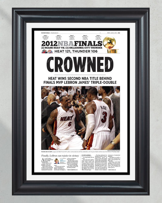 2012 Miami Heat NBA Champion Framed Front Page Newspaper Print - TitleGameFrames.com
