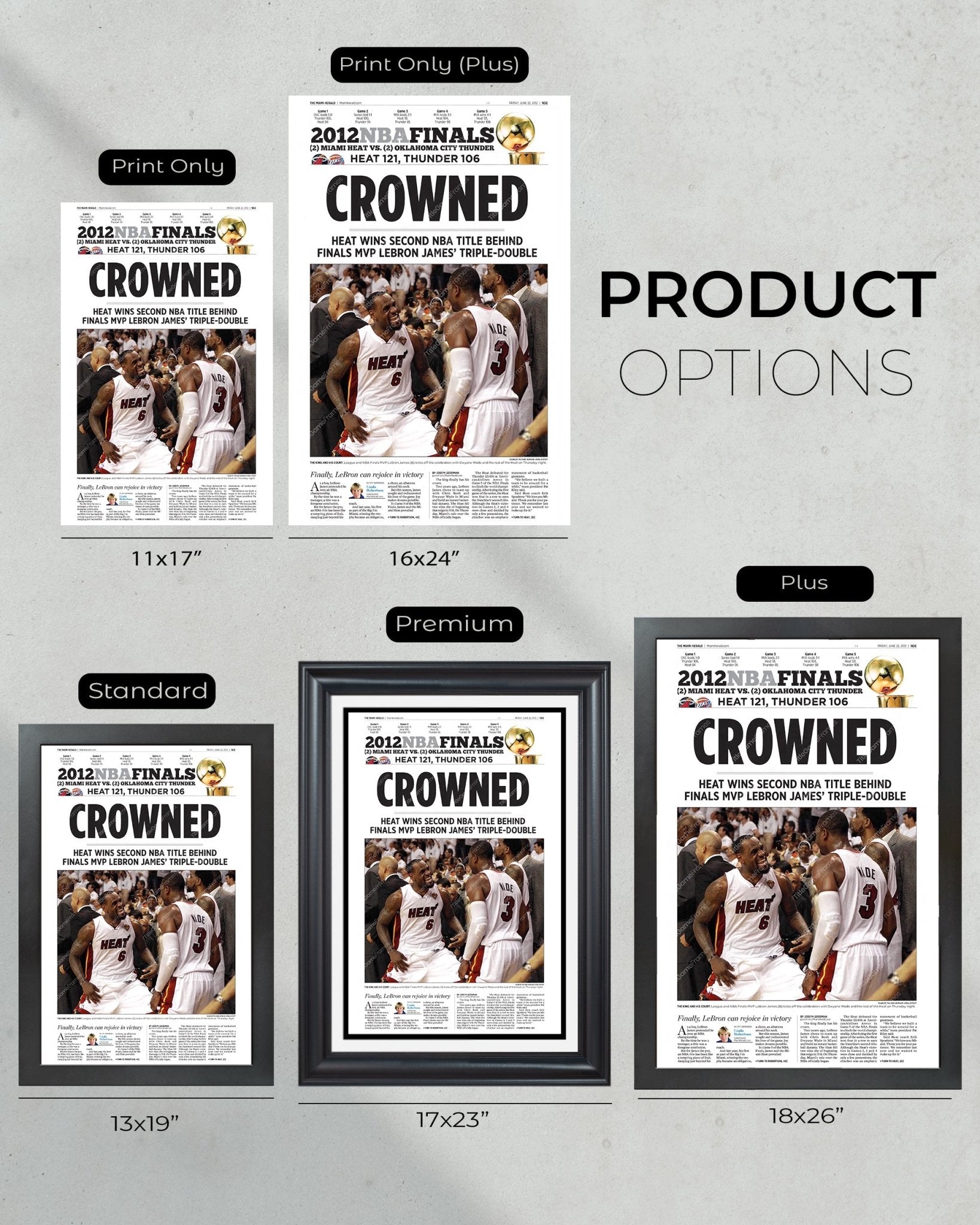 2012 Miami Heat NBA Champion Framed Front Page Newspaper Print - TitleGameFrames.com