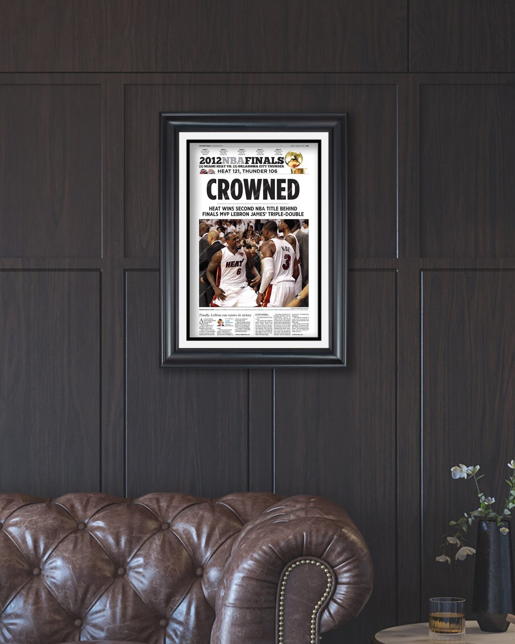 2012 Miami Heat NBA Champion Framed Front Page Newspaper Print - TitleGameFrames.com