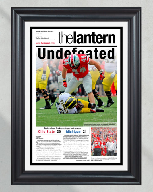 2012 Ohio State Buckeyes "Undefeated Season" The Lantern Commemorative Newspaper - TitleGameFrames.com