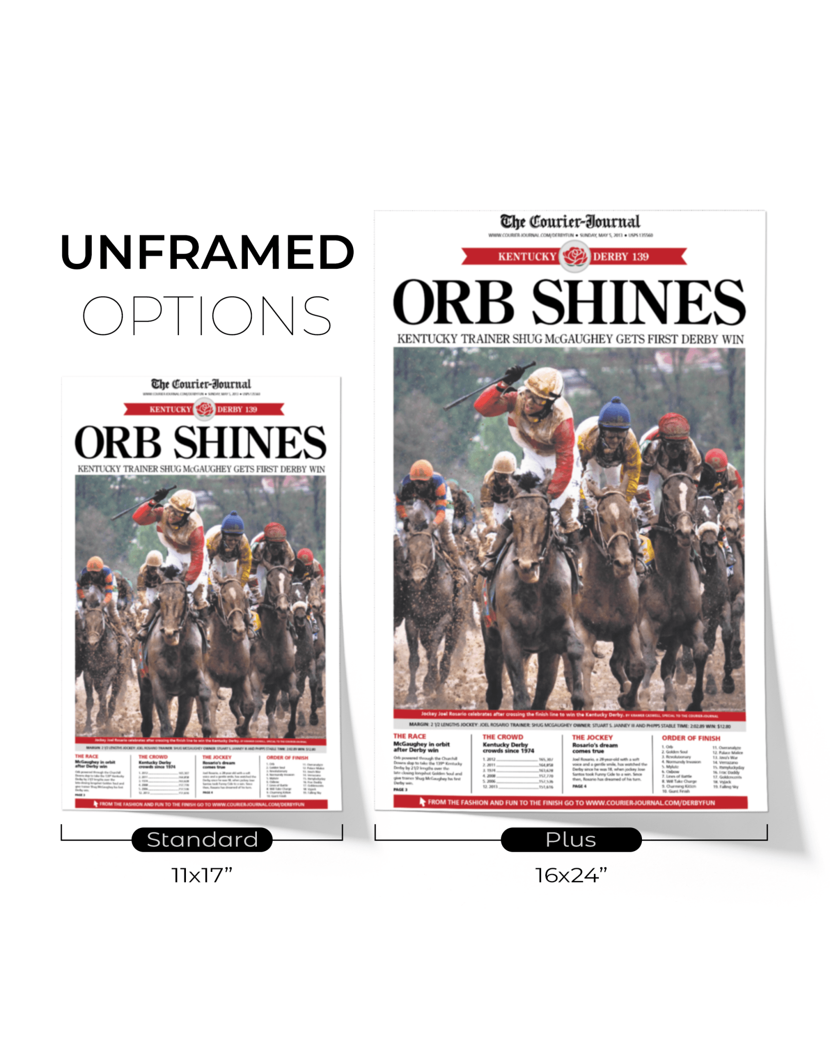 2013 Kentucky Derby “ORB SHINES” First Win Framed Front Page Newspaper - TitleGameFrames.com