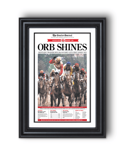 2013 Kentucky Derby “ORB SHINES” First Win Framed Front Page Newspaper - TitleGameFrames.com