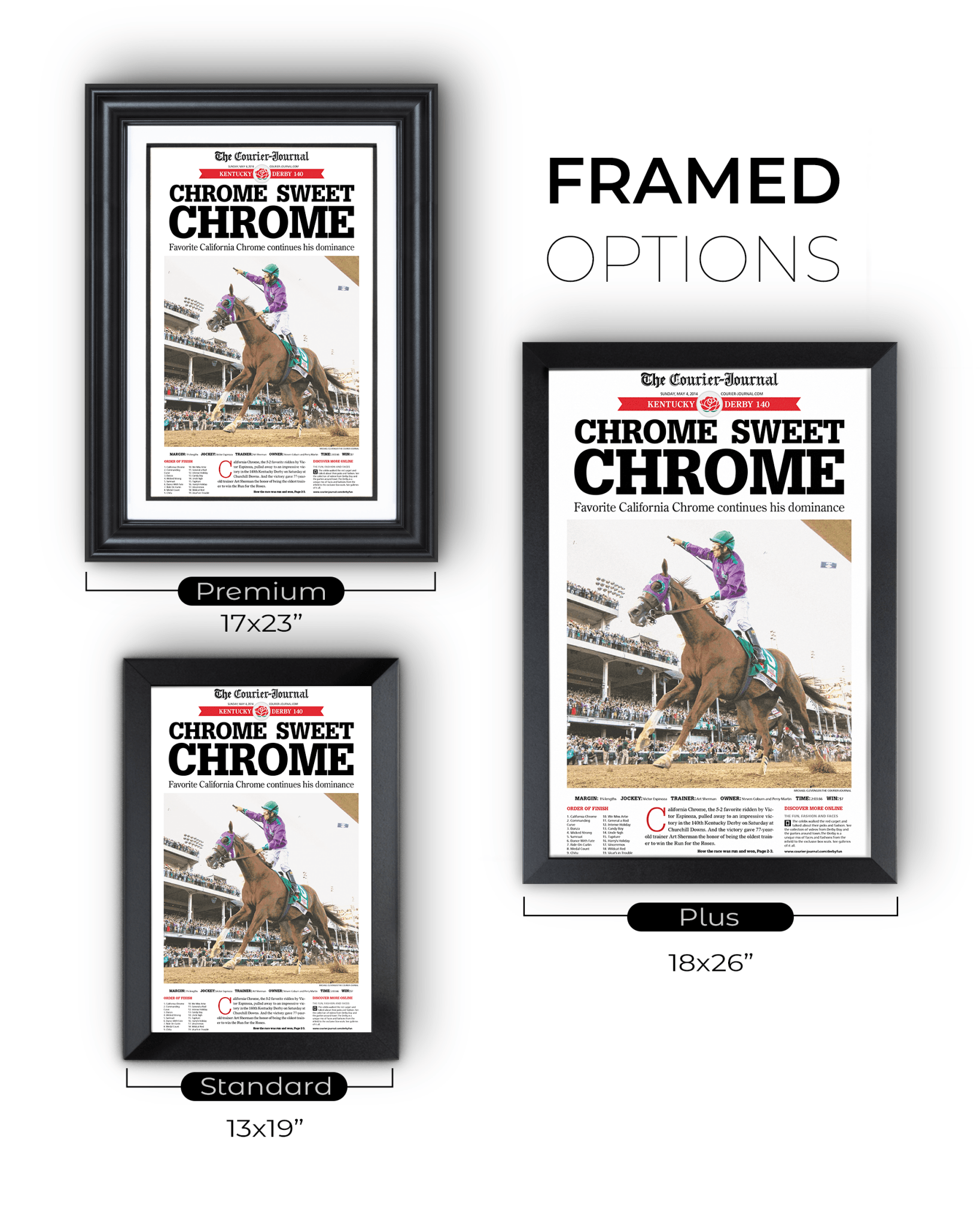 2014 Kentucky Derby California “CHROME SWEET CHROME” California Chrome Winner Framed Newspaper - TitleGameFrames.com