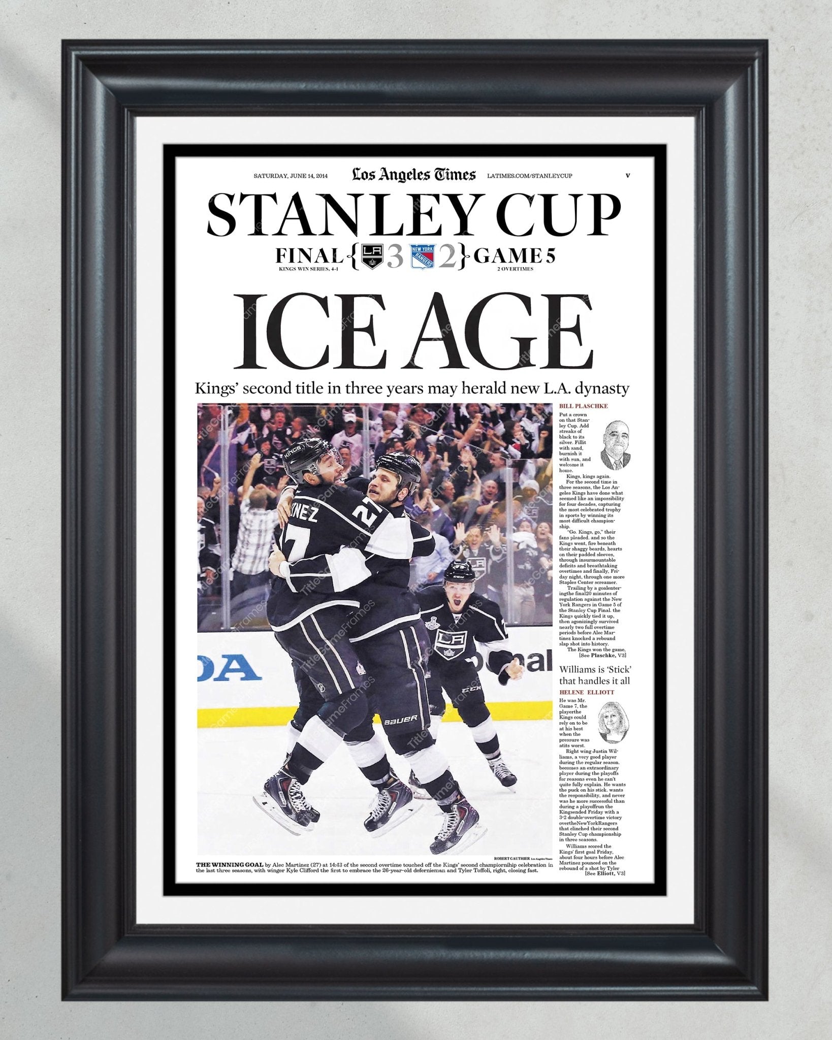 2014 LA Kings Stanley Cup Champions Framed Newspaper Front Page Print - TitleGameFrames.com