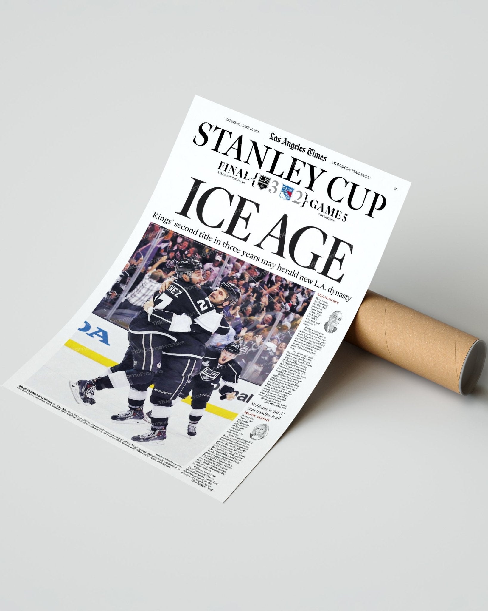 2014 LA Kings Stanley Cup Champions Framed Newspaper Front Page Print - TitleGameFrames.com
