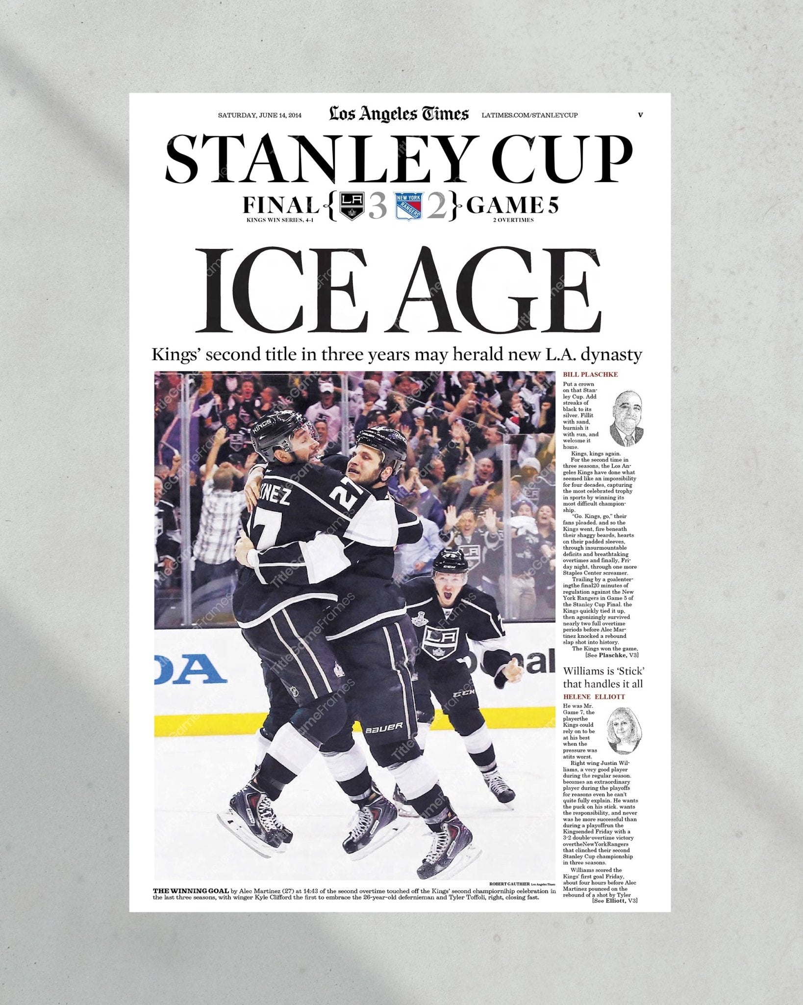 2014 LA Kings Stanley Cup Champions Framed Newspaper Front Page Print - TitleGameFrames.com