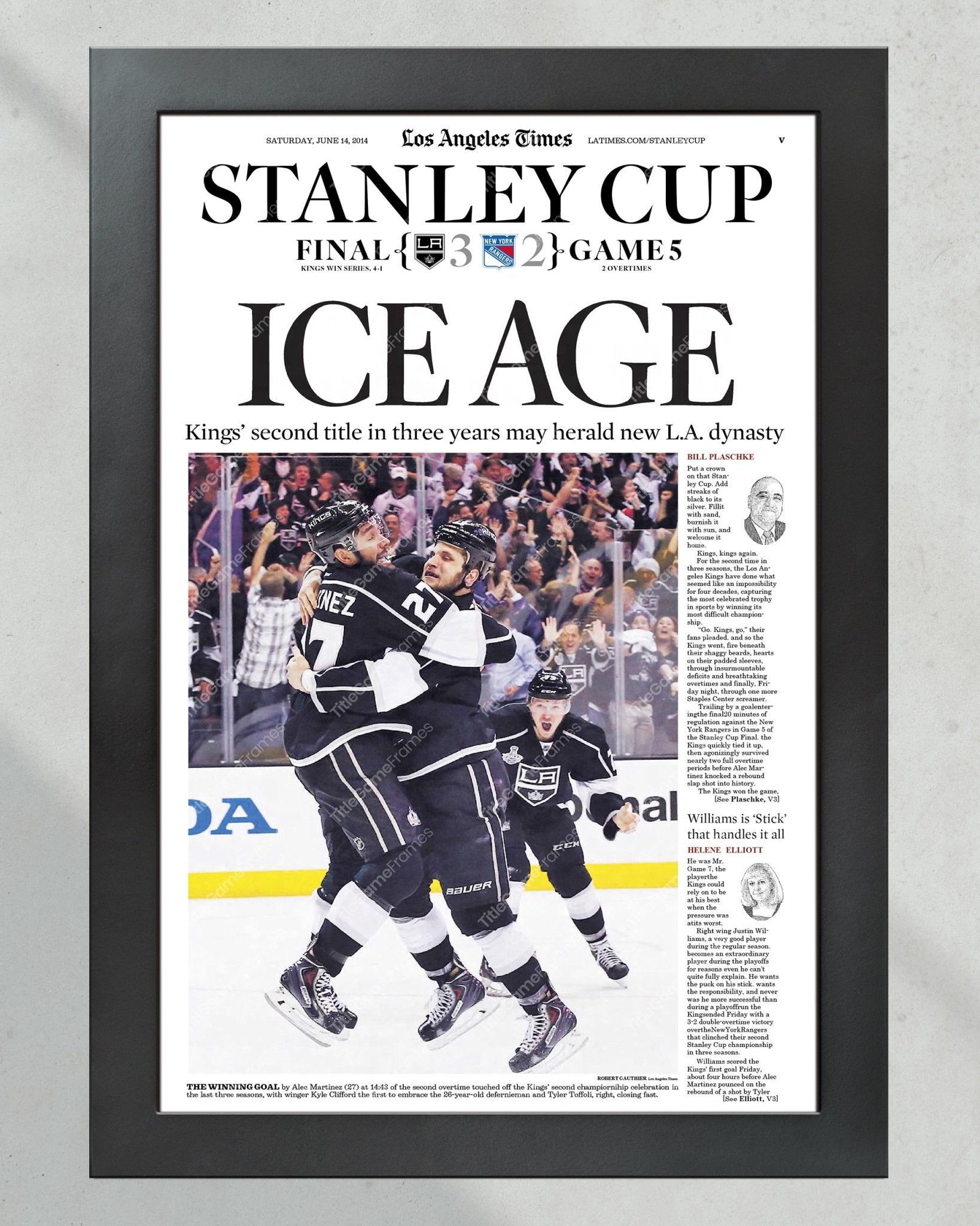 2014 LA Kings Stanley Cup Champions Framed Newspaper Front Page Print - TitleGameFrames.com
