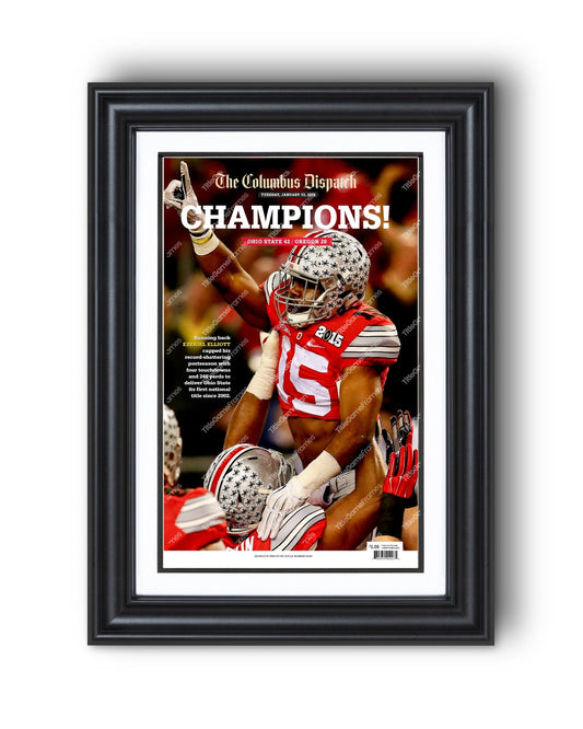 2014 Ohio State Buckeyes NCAA College Football National Champions Framed Front Page Newspaper Print - Title Game Frames