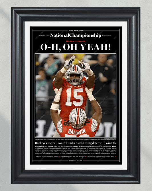 2014 Ohio State National Champions "O - H, OH YEAH!" Plain Dealer Commemorative Newspaper - Title Game Frames