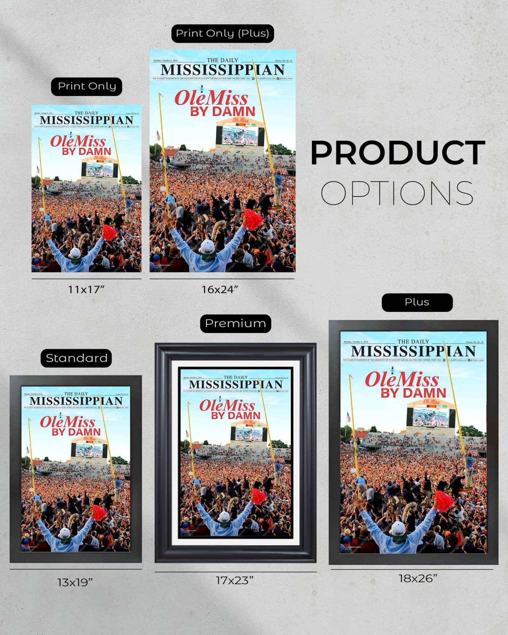 2014 Ole Miss Upsets Alabama Crimson Tide Framed Front Page Newspaper Print - Title Game Frames