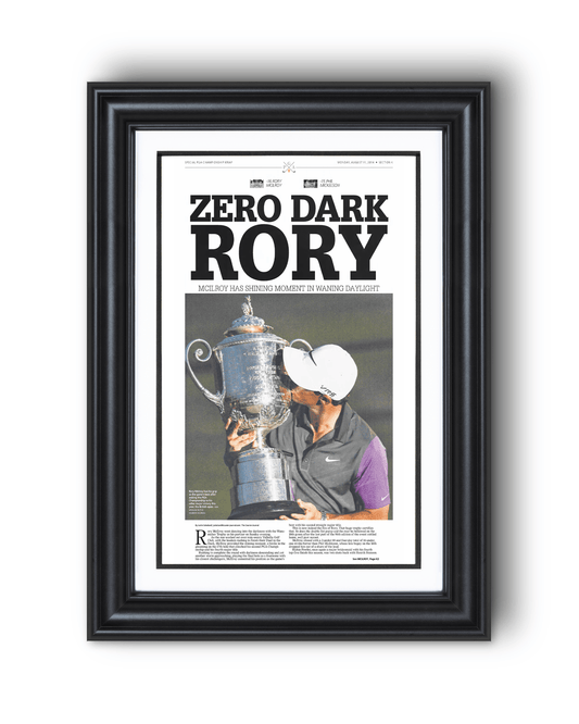 2014 Rory McIlroy PGA Champion 'ZERO DARK RORY' Framed Newspaper - TitleGameFrames.com