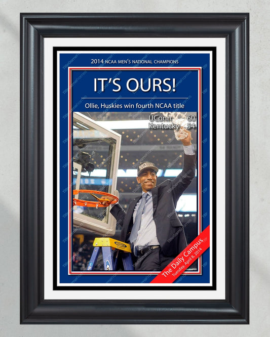 2014 UConn Huskies 'IT'S OURS!' NCAA Championship Framed Newspaper - TitleGameFrames.com