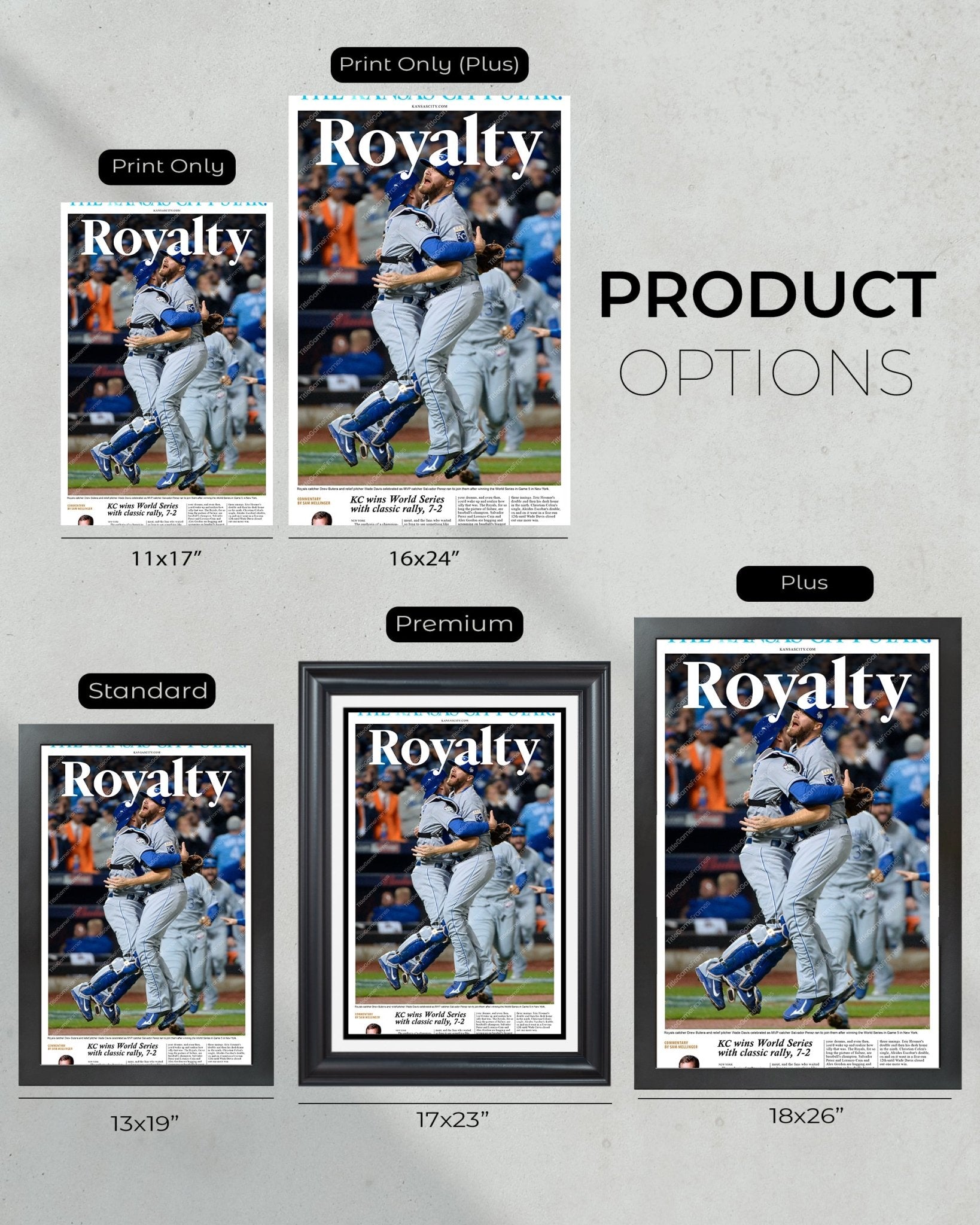 2015 Kansas City Royals World Series championship High Quality Framed Newspaper Print Kauffman Stadium - TitleGameFrames.com