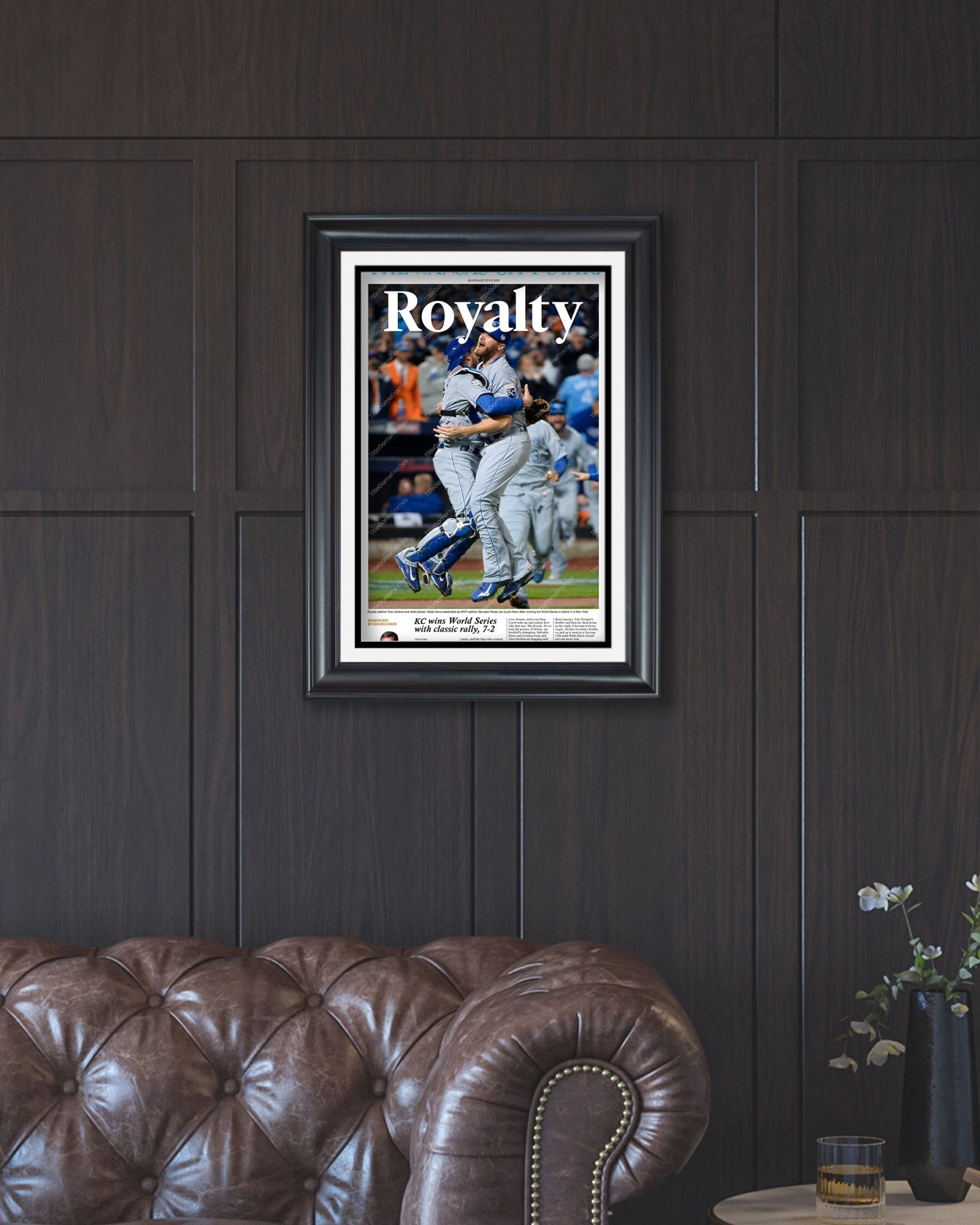 2015 Kansas City Royals World Series championship High Quality Framed Newspaper Print Kauffman Stadium - TitleGameFrames.com