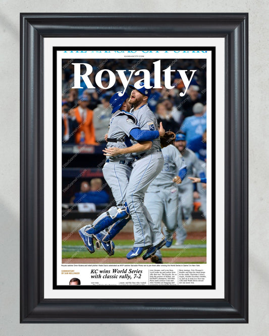 2015 Kansas City Royals World Series championship High Quality Framed Newspaper Print Kauffman Stadium - TitleGameFrames.com