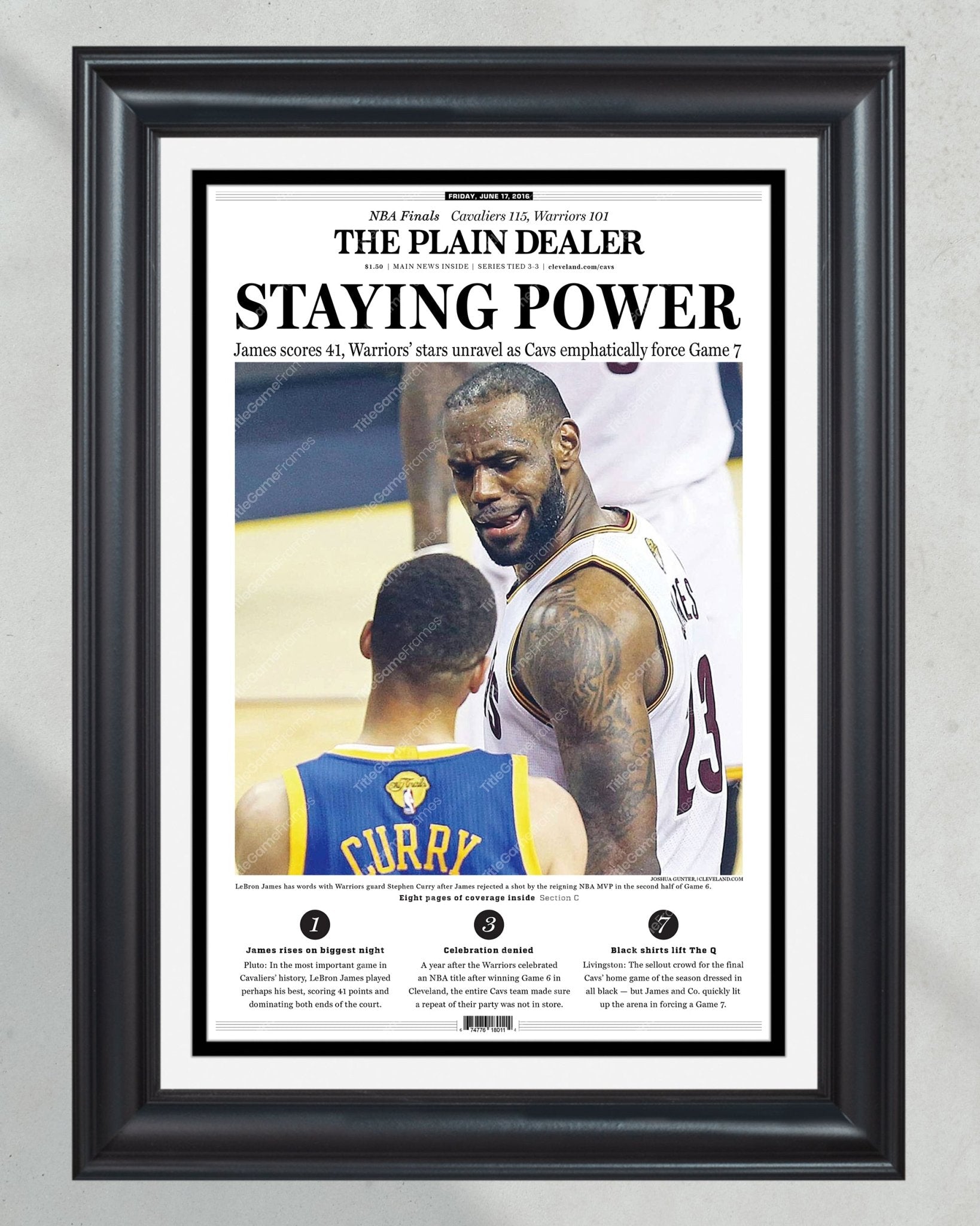 2016 Cleveland Cavaliers Game 6 NBA Finals Lebron vs Steph - TitleGameFrames.com