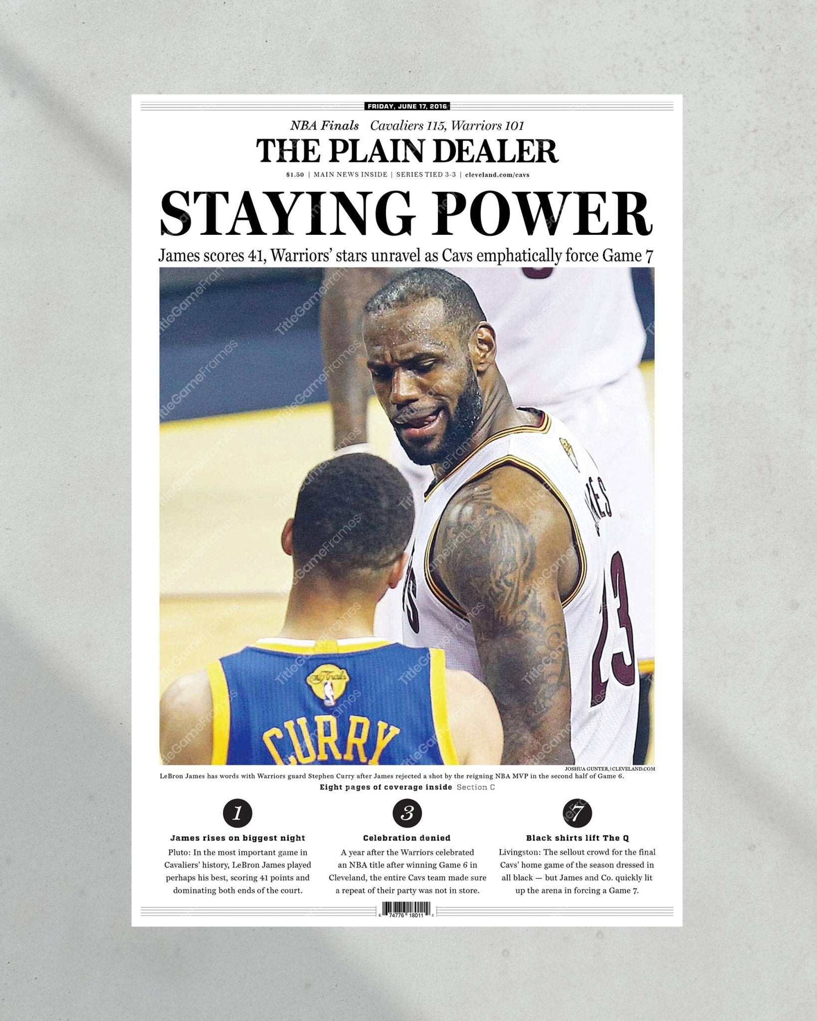 2016 Cleveland Cavaliers Game 6 NBA Finals Lebron vs Steph - TitleGameFrames.com