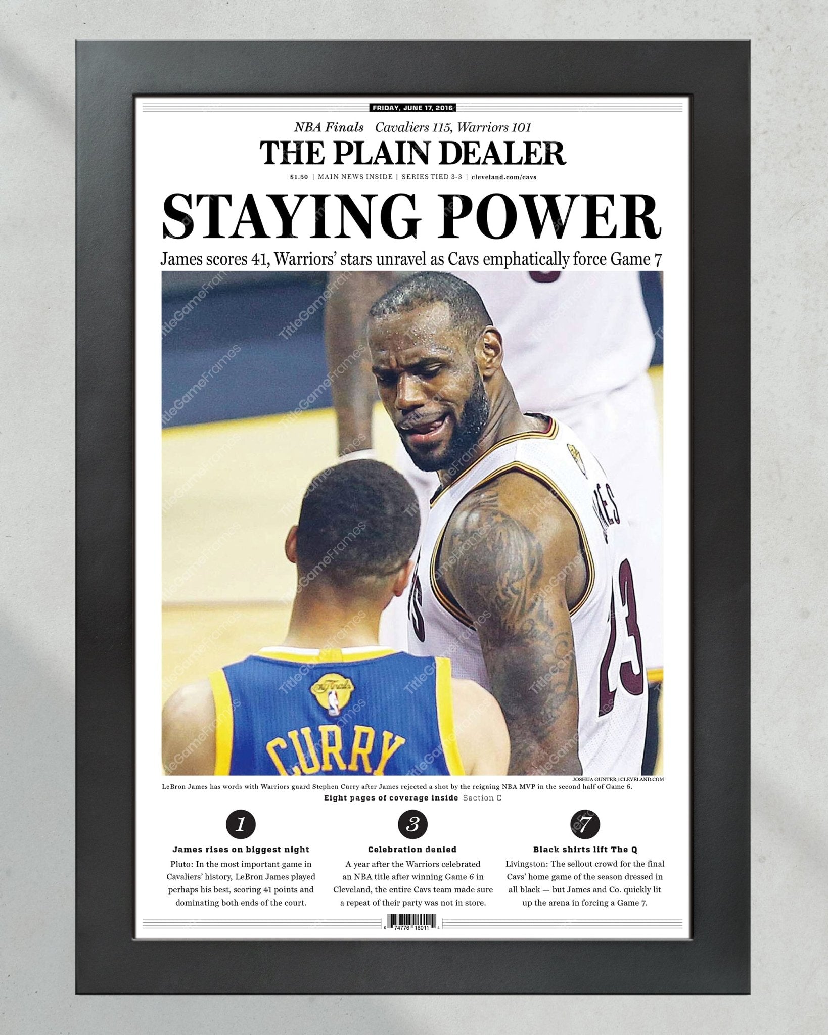 2016 Cleveland Cavaliers Game 6 NBA Finals Lebron vs Steph - TitleGameFrames.com