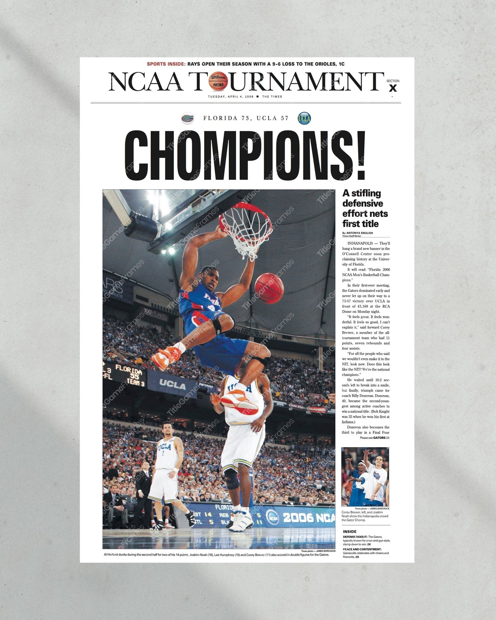 2017 Florida Gators CWS Baseball "CHOMPIONS" Framed Commemorative Newspaper - TitleGameFrames.com